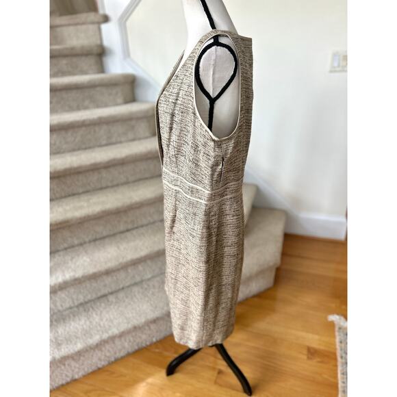 NWT Lafayette 148 Beige Cream Tweed Sleeveless V-Neck Sheath Dress - Picture 5 of 10